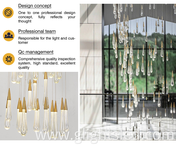 Chinese manufacture nordic customize industrial glass aluminum raindrop chandelier